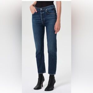 Agolde Riley High Rise Straight Crop button fly Jeans in Slick size 30